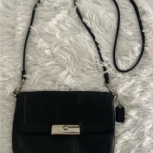 Coach Kristin Black Leather SHW Crossbody‎ Bag Handbag